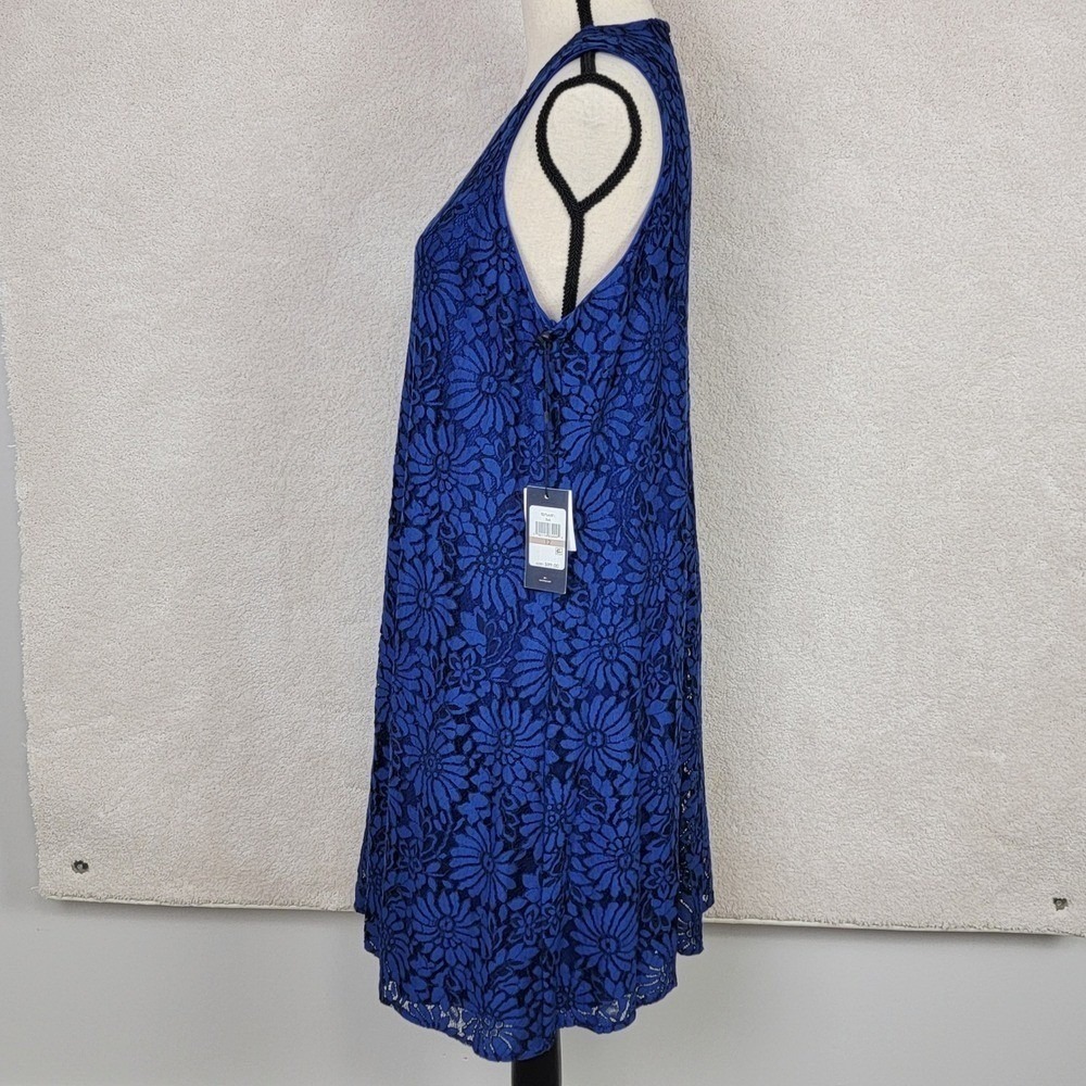 Tommy Hilfiger Royal Blue Floral Lace Sleeveless Shift Dress Women's Size 12 NWT - Picture 11 of 12